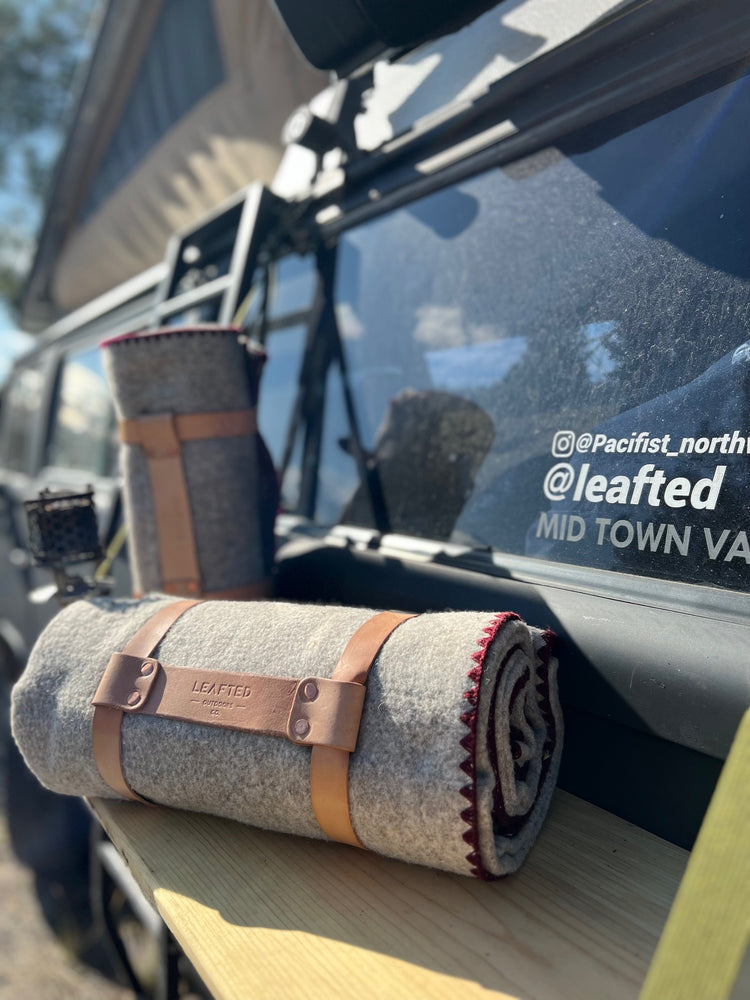 blanket and leather carrier