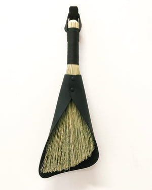 leafted- broom broom - handcrafted broom and leather pan , handmade in WA - USA - elevate your camp , van camping, vanlife , van accessories 
