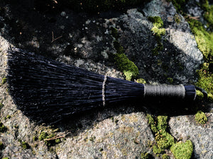 leafted- broom broom - handcrafted broom and leather pan , handmade in WA - USA - elevate your camp , van camping, vanlife , van accessories 