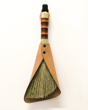 leafted- broom broom - handcrafted broom and leather pan , handmade in WA - USA - elevate your camp , van camping, vanlife , van accessories 